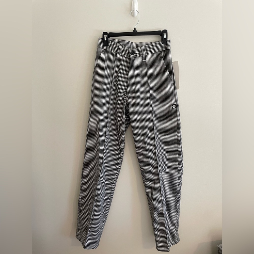 Black and White Plaid Chef Pants (size: 28)
